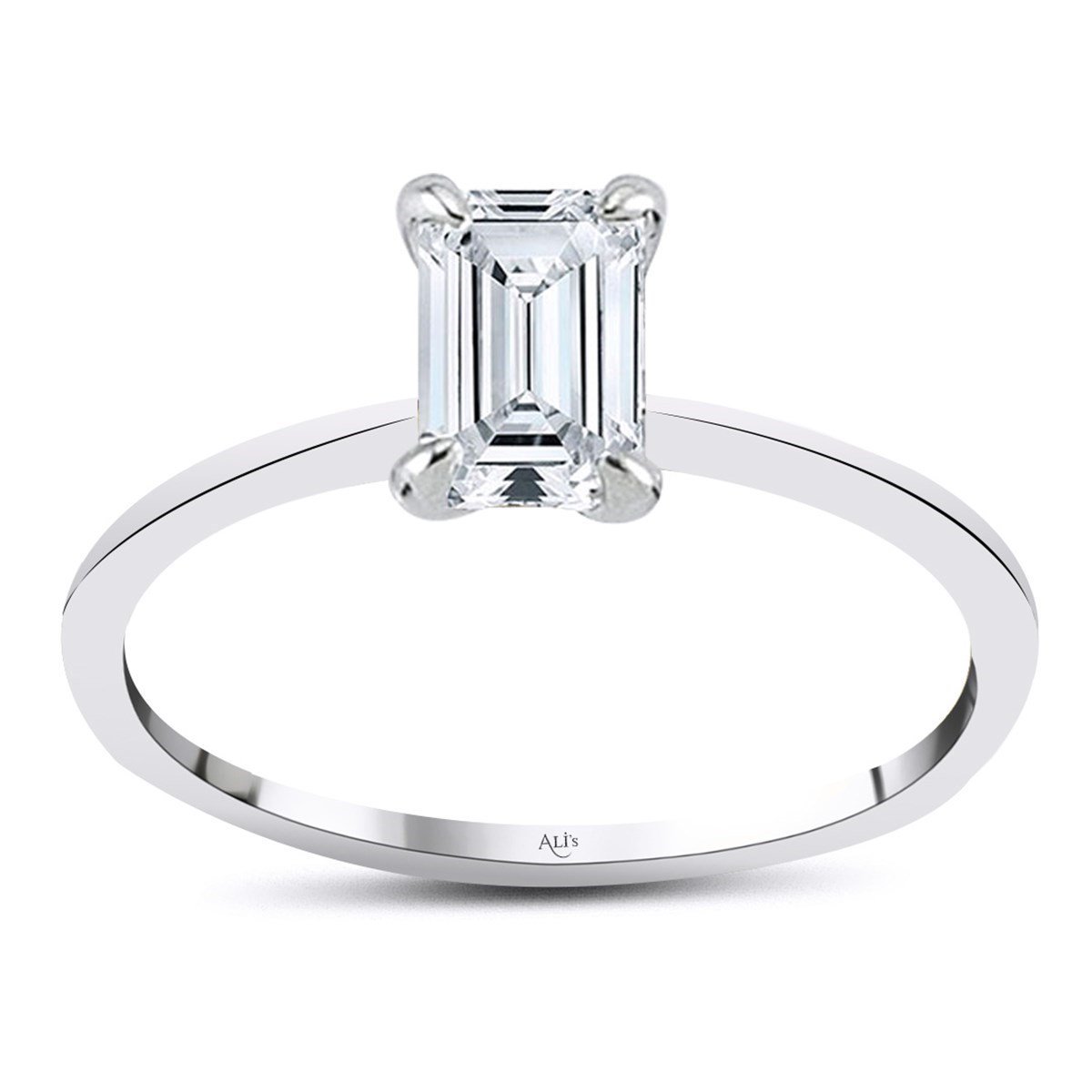 0.70 Karat Gia Sertifikalı Beyaz Pırlanta Emerald Yüzük D Renk
