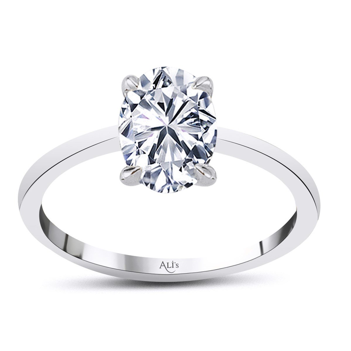 0.90 Karat Gia Sertifikalı Beyaz Pırlanta Oval Yüzük E Renk