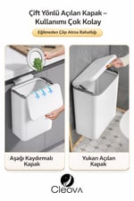 8.8 Lt Mutfak Tezgah Üstü ve Dolap Askılı Çöp Kovası