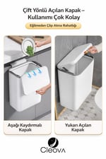8.8 Lt Mutfak Tezgah Üstü ve Dolap Askılı Çöp Kovası