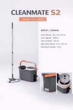 Cleanmate S2 Pedallı Mop Temizlik Seti Tekerlekli Kova Çıkarılabilir Çelik Sepet