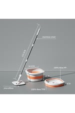Yer Tasarruflu Katlanabilir Mop ve Kova Seti 360 Derece Dönen Üçgen Başlıklı Kendinden Sıkmalı Döndürmeli Mop
