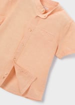 Mayoral Boys' Mandarin Collar Linen Shirt Orange
