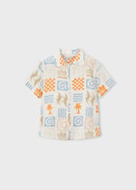 Mayoral Boys' Short-Sleeve Printed Shirt Orange