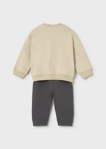 Mayoral Baby Boy Crew Neck Tracksuit Set Beige