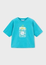 Mayoral Girls' Oversize Printed T-shirt Blue