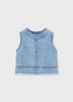 Mayoral Girls' Denim Sleeveless T-Shirt, Blue