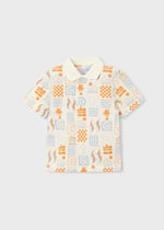 Mayoral Boys' Printed Collar T-Shirt Cream