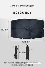 Araba Ön Cam Güneşlik Katlanabilir Güneşlik Şemsiye Ön Cam Gölgelik Büyük Boy 80 cm x 135 cm