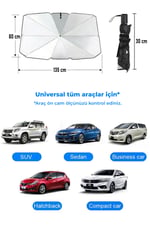 Araba Ön Cam Güneşlik Katlanabilir Güneşlik Şemsiye Ön Cam Gölgelik Büyük Boy 80 cm x 135 cm