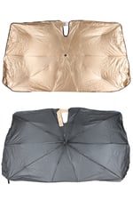 Araç Ön Cam Güneşlik Şemsiyesi 140x80 cm Katlanabilir Isı Yalıtımlı Araba Güneşliği 360 Derece Bükülebilir Saplı