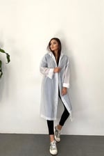 By Marine Kadın Erkek Yağmurluk Kapüşonlu Çıtçıtlı Eva Beyaz Yağmurluk BYMMRC881R02
