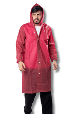 By Marine Kadın Erkek Yağmurluk Kapüşonlu Çıtçıtlı Eva Bordo Yağmurluk BYMMRC881R07