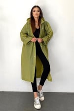 By Marine Kadın Erkek Yağmurluk Kapüşonlu Çıtçıtlı Eva Haki Yağmurluk BYMMRC881R06
