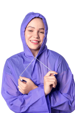 By Marine Kadın Erkek Yağmurluk Kapüşonlu Çıtçıtlı Eva Mor Yağmurluk BYMMRC881R09