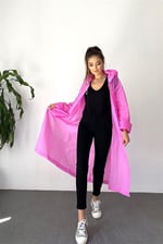 By Marine Kadın Erkek Yağmurluk Kapüşonlu Çıtçıtlı Eva Pembe Yağmurluk BYMMRC881R11