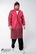 Kadın Erkek Yağmurluk Kapüşonlu Çıtçıtlı Eva Bordo Yağmurluk M21MRC881R07