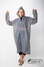 Kadın Erkek Yağmurluk Kapüşonlu Çıtçıtlı Eva Gri Yağmurluk M21MRC881R05