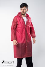 Kadın Erkek Yağmurluk Kapüşonlu Çıtçıtlı Eva Bordo Yağmurluk M21MRC881R07