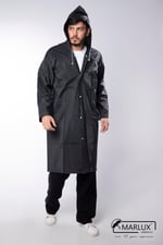 Kadın Erkek Yağmurluk Kapüşonlu Çıtçıtlı Eva Siyah Yağmurluk M21MRC881R03