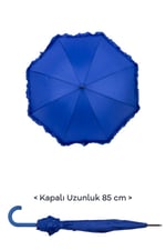 Marlux 1. Sınıf Kalite Baston Tip Rüzgara Dayanıklı 8 Fiber Telli Kadın Şemsiye Mavi MARLUX10132A