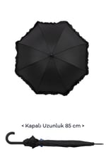 Marlux 1. Sınıf Kalite Baston Tip Rüzgara Dayanıklı 8 Fiber Telli Kadın Şemsiye Siyah MARLUX10132A