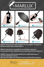 Marlux Ekstra Güçlendirilmiş Tam Otomatik Rüzgar Şemsiyesi 10 Fiber Tel Bordo MPR2001L