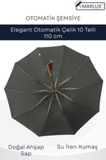 Marlux Elegant Otomatik Çelik 10 Telli Siyah Şemsiye Rüzgar Koruma Ponçi Kumaş MPR1008M