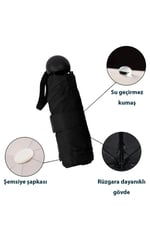 Marlux Mini Süper Çantalı Fermuarlı Kılıflı Rüzgar Koruma 8 Fiber Telli Şemsiye MARLUX214ML Kapsül Şemsiye