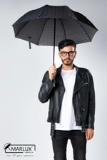 Marlux Siyah Ekose Unisex Yarasa Tip Kırılmaz Şemsiye M21MAR077R004