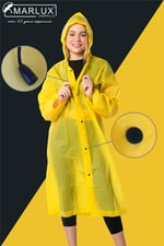 Marlux Unisex Su Rüzgar Geçirmez Kapüşonlu Çıtçıtlı Eva Sarı Lacivert Yağmurluk 24MRLXYGM