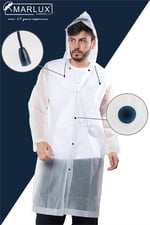 Marlux Unisex Su Rüzgar Geçirmez Kapüşonlu Çıtçıtlı Eva Beyaz Lacivert Yağmurluk 24MRLXYGM