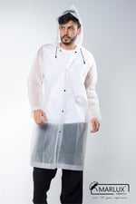 Marlux Unisex Su Rüzgar Geçirmez Kapüşonlu Çıtçıtlı Eva Beyaz Lacivert Yağmurluk 24MRLXYGM