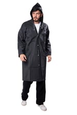 Marlux Unisex Su Rüzgar Geçirmez Kapüşonlu Çıtçıtlı Eva Siyah Beyaz Yağmurluk 24MRLXYGM