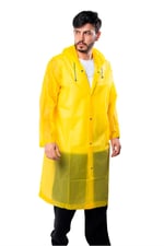 Marlux Unisex Su Rüzgar Geçirmez Kapüşonlu Çıtçıtlı Eva Sarı Lacivert Yağmurluk 24MRLXYGM