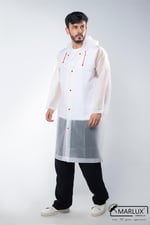 Marlux Unisex Su Rüzgar Geçirmez Kapüşonlu Çıtçıtlı Eva Beyaz Kırmızı Yağmurluk 24MRLXYGM