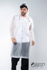 Marlux Unisex Su Rüzgar Geçirmez Kapüşonlu Çıtçıtlı Eva Beyaz Siyah Yağmurluk 24MRLXYGM