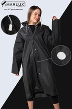 Marlux Unisex Su Rüzgar Geçirmez Kapüşonlu Çıtçıtlı Eva Siyah Beyaz Yağmurluk 24MRLXYGM