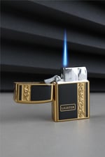 Silvio Monetti Kapaklı Altın İşlemeli Güçlü Torch Sarı Gazlı Çakmak CAKSM049M