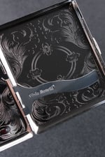 Silvio Monetti Kare Gümüş İşlemeli Metal Sigara Tabakası SMTBKCB001R2