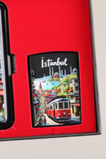 Silvio Monetti Mavi Jet Alevli Çakmak Sigara Tabakası Kutulu Set SET002