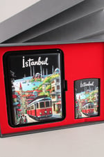 Silvio Monetti Mavi Jet Alevli Çakmak Sigara Tabakası Kutulu Set SET002