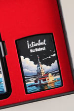Silvio Monetti Mavi Jet Alevli Çakmak Sigara Tabakası Kutulu Set SET004