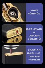 Siyah Ejderha Alevli Gazlı Pürmüzlü Lüx Çakmak SMCTMSHR01