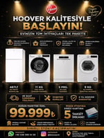Hoover 4'lü beyaz eşya seti: 467 lt buzdolabı, 11 kg çamaşır makinesi, 5 programlı bulaşık makinesi, 9 kg ısı pompalı kurutma makinesi