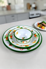 13-24-30 No 3'lü Emaye Yemek Tabağı, Tabak Servis, Yemek, Kamp Piknik, Çeyiz, Hediye