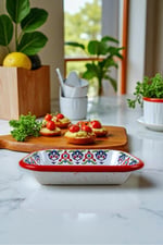 13 No Emaye Dörtgen Tabak Meze Kahvaltılık Kamp Piknik
