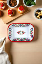 13 No Emaye Dörtgen Tabak Meze Kahvaltılık Kamp Piknik