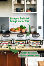 14 - 16 - 18 No Emaye Saklama Kabı 3 lü