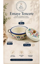 16 Cm 1.7L 2 Parça Emaye Tencere Kapaklı, Servis, Yemek Kamp, Piknik, Çeyiz